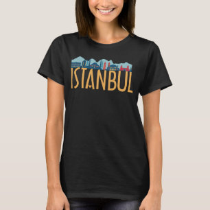 Istanbul Turkey City Skyline Silhouette Outline Sk T-shirt
