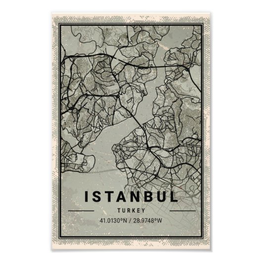 Istanbul turkey map print poster canvas (Voorkant)