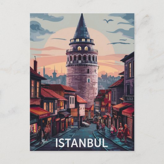 Istanbul Turkey Street Briefkaart (Voorkant)