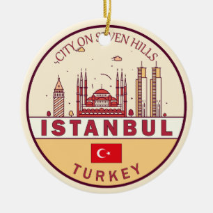 Istanbul Turkije City Skyline Embleem Keramisch Ornament