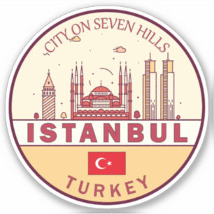 Istanbul Turkije City Skyline Embleem Sticker