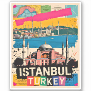 Istanbul Turkije Hagia Sophia Retro Pop Art Reis Sticker