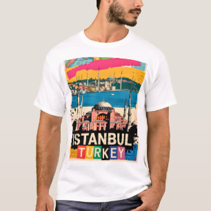 Istanbul Turkije Hagia Sophia Retro Pop Art Reis T-shirt