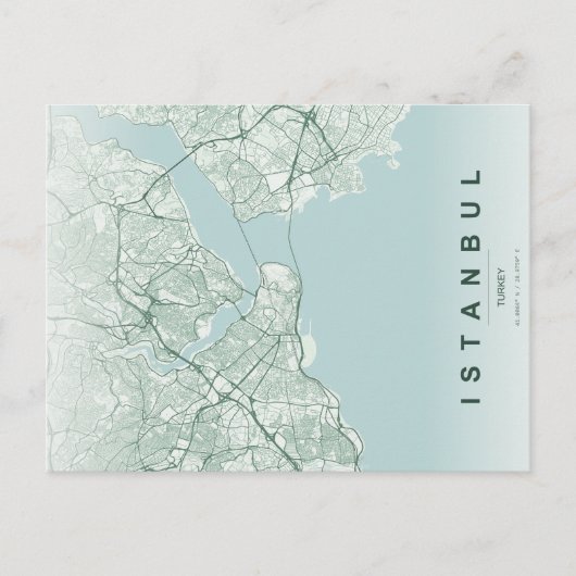 Istanbul Turkije Minimap Briefkaart (Voorkant)