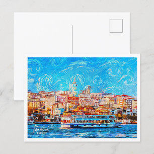Istanbul Turkije Mooi olieverflandschap Briefkaart