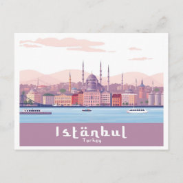 Istanbul Turkije pastel reisontwerp Briefkaart