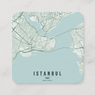 Istanbul, Turkije Stadkaart & Aangepaste Tekst Vierkante Visitekaartje