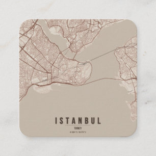 Istanbul, Turkije Stadkaart & Aangepaste Tekst Vierkante Visitekaartje