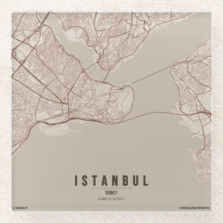 Istanbul Turkije Stadsplattegrond Minimaal Design Glazen Onderzetter