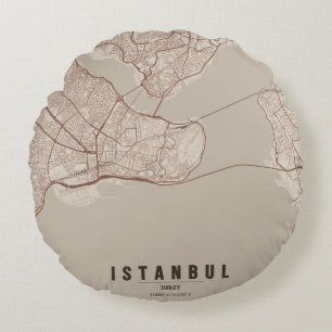 Istanbul Turkije Stadsplattegrond Minimalistisch o Rond Kussen