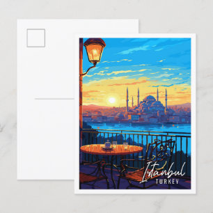 Istanbul Turkije vintage reisillustratie Briefkaart