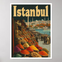 Istanbul Turkije Vintage Travel Illustratie