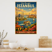 Istanbul Türkiye - Affiche de voyage vintage (Cuisine)