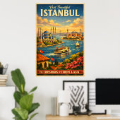 Istanbul Türkiye - Affiche de voyage vintage (Bureau à domicile)