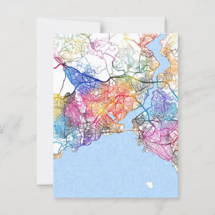 Istanbul Türkiye Stadsplattegrond Briefkaart