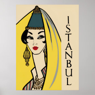 Istanbul, Turquie affiche de voyage