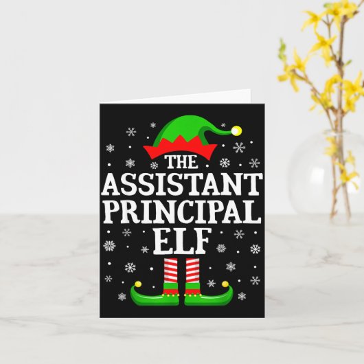 Istant Principal Elf Funny Christmas Family Matchi Kaart (Gele Bloem)
