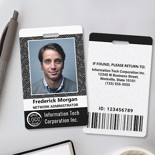 IT Aangepaste Computer Werknemer Foto Bar Code Log Badge