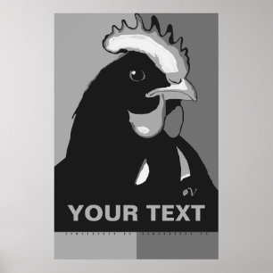 IT AANPASSEN Zwart & Wit Pop Art ChickenPoster Poster