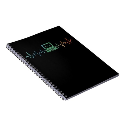IT Developer Computer Heartbeat-softwarecoder Notitieboek (Rechterzijde)