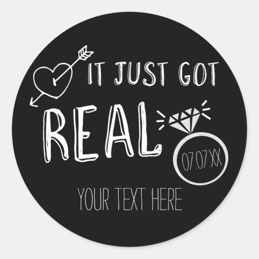 IT HEEFT ALLEEN MAAR ECHTE Verloving-AANKONDIGINGE Ronde Sticker (Voorkant)