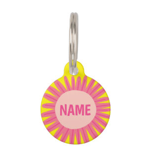 IT-ID Roze Daisy Flower Name Tag AANPASSEN Huisdierpenning