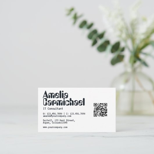 IT Information Technology Consultant QR-code Visitekaartje (Staand voorkant)