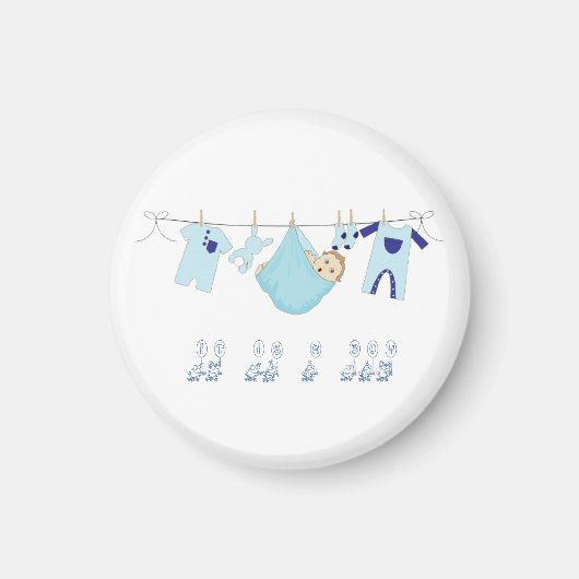 It is a Boy Baby shower Magneet (Voorkant)