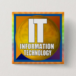 IT-LOGO - INFORMATIETECHNOLOGIE VIERKANTE BUTTON 5,1 CM