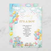 It’s a Boy Cute Baby Shower Invitation Card (Devant / Derrière)