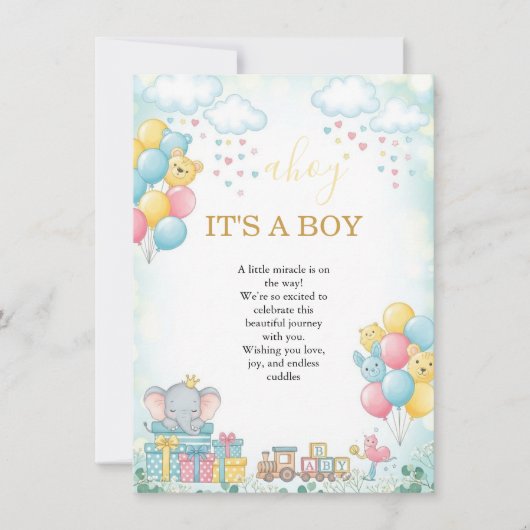 It’s a Boy Cute Baby Shower Invitation Card (Devant)