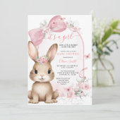 It’s a Girl Bunny Pink Bow Baby Shower Invitation (Debout devant)