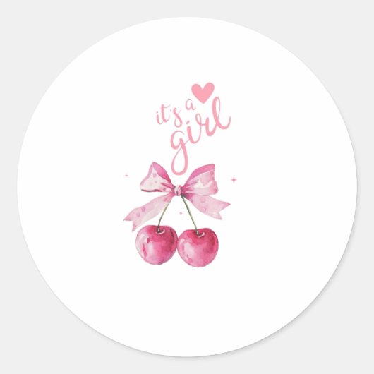 It’s a Girl Cherry Baby Shower Sticker (Devant)