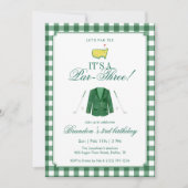 It’s A Par-Three Golf 3rd Birthday Green Gingham Kaart (Voorkant)