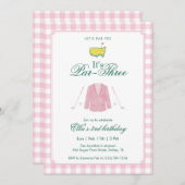 It’s A Par-Three Golf 3rd Birthday Pink Gingham Kaart (Voorkant / Achterkant)