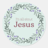 It’s All About Jesus Lavender Mint Christmas  Ronde Sticker (Voorkant)