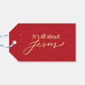 It’s All About Jesus – Red & Gold Christmas  Cadeaulabel (Achterkant Horizontaal)