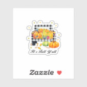 It’s Fall Y’all Autumn Pumpkin Plaid Sticker (Vel)