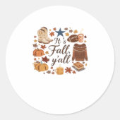 It’s Fall Y’all Basic Design Ronde Sticker (Voorkant)