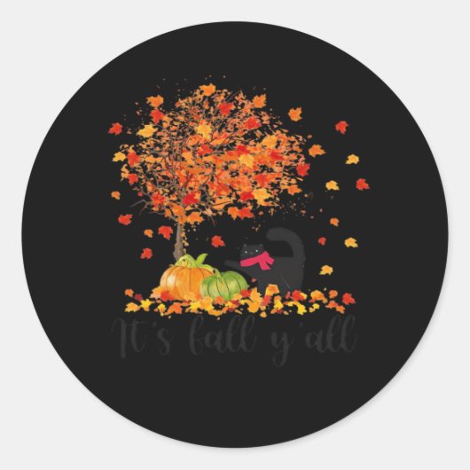 It’s Fall Y’all Cute Lovers Thanksgiving Ronde Sticker (Voorkant)
