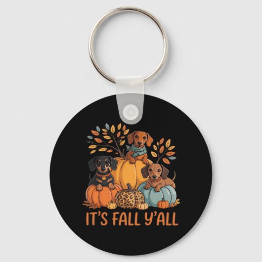 It’s Fall Y’all Dachshund Pumpkins Fall Classic Sleutelhanger (Voorkant)