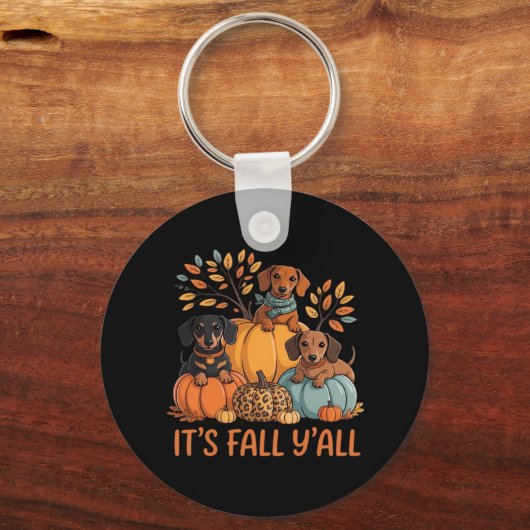 It’s Fall Y’all Dachshund Pumpkins Fall Classic Sleutelhanger (Voorkant)