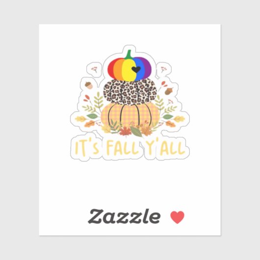 It’s Fall Y’all LGBTQ Pride Pumpkin Creative Casua Sticker (Vel)