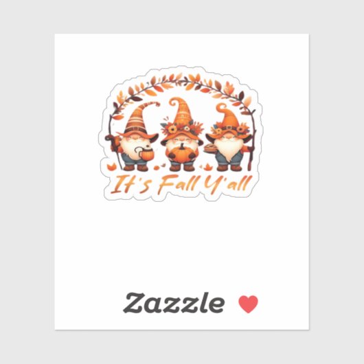 It’s Fall Y’all Pumpkin Gnome Autumn Tree Funny Fa Sticker (Vel)