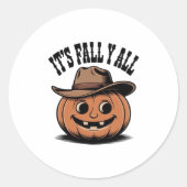It’s Fall Y’all Pumpkin Trendy Graphic Ronde Sticker (Voorkant)