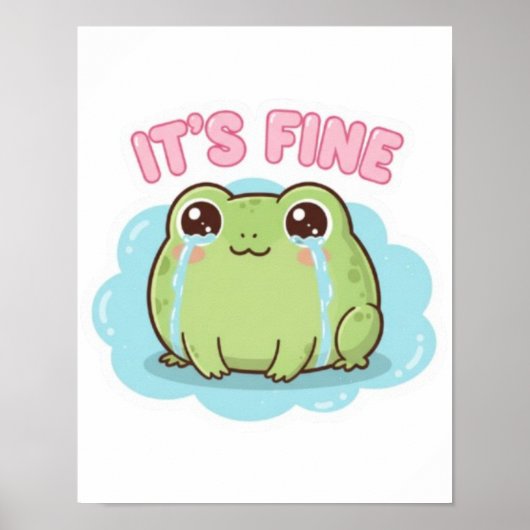 It’s Fine Frog Poster Cute Crying Frog Meme Aesthe (Devant)