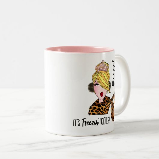 "It’s freezin’ Icicles" Diva Mug à café à deux ton (Devant droit)