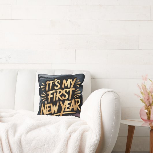 It’s My First New Year in Black and Gold Gift Kussen (Bank)