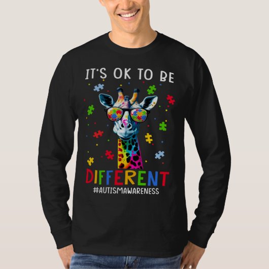 It s Ok To Be Different Autism Awareness Giraffe T-shirt (Voorkant)