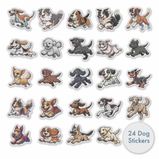 It’s Zoomie Time Collection of 24 Dog Stickers (Devant)